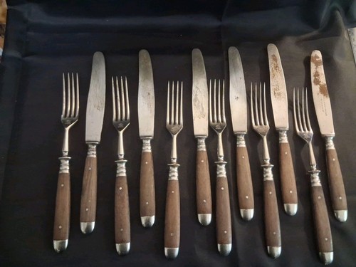 Altes besteck stahl holzgriff - besteck,