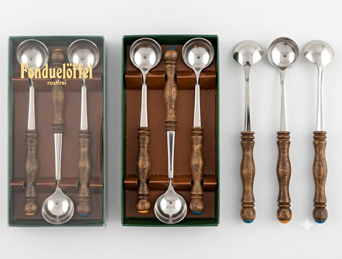 Vintage fonduelöffel set - vintage,