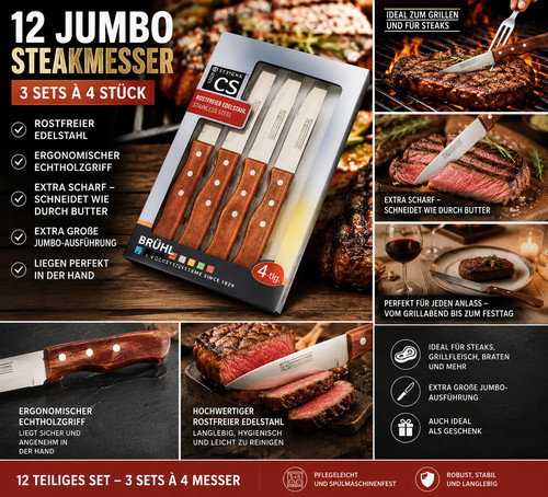 12x jumbo steakmesser - 12x,